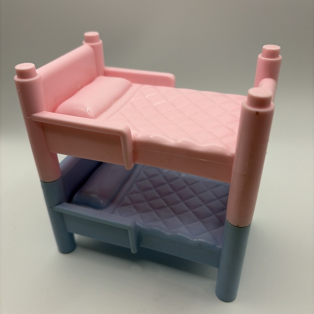 Playskool Doll Pink Dollhouse Bunk Beds Blue Pink Set 1991 Slumber Party VTG